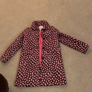 Pink and Black flower puffer jacket.